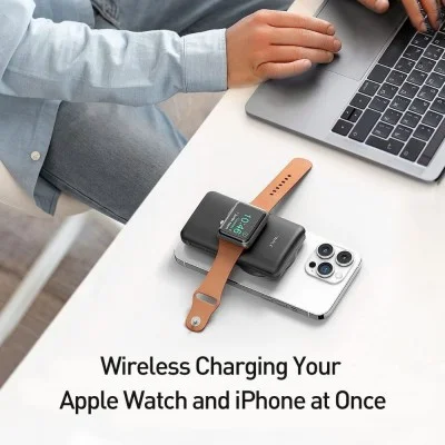 Iwalk Mag-X Magnetic Wireless 10000 Mah Power Bank With Apple Watch Charging Port - Black